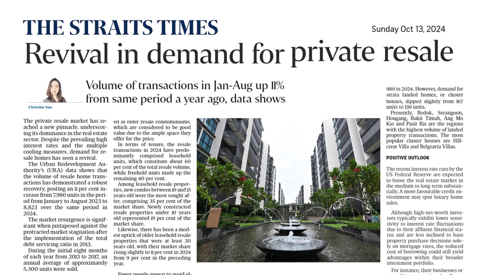 Revival in demand for private resale homes